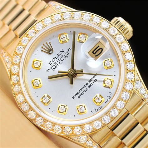 ladies 18kt yellow gold rolex presidential watch|ladies oyster perpetual rolex gold.